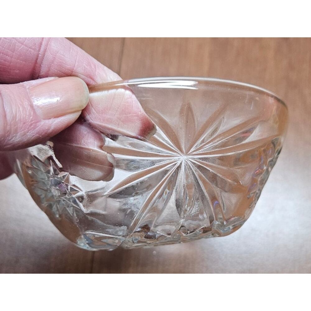 Small Dish Vintage ANCOR HOCKING Star of David Prescut Glass Candy Dish Dip Bowl